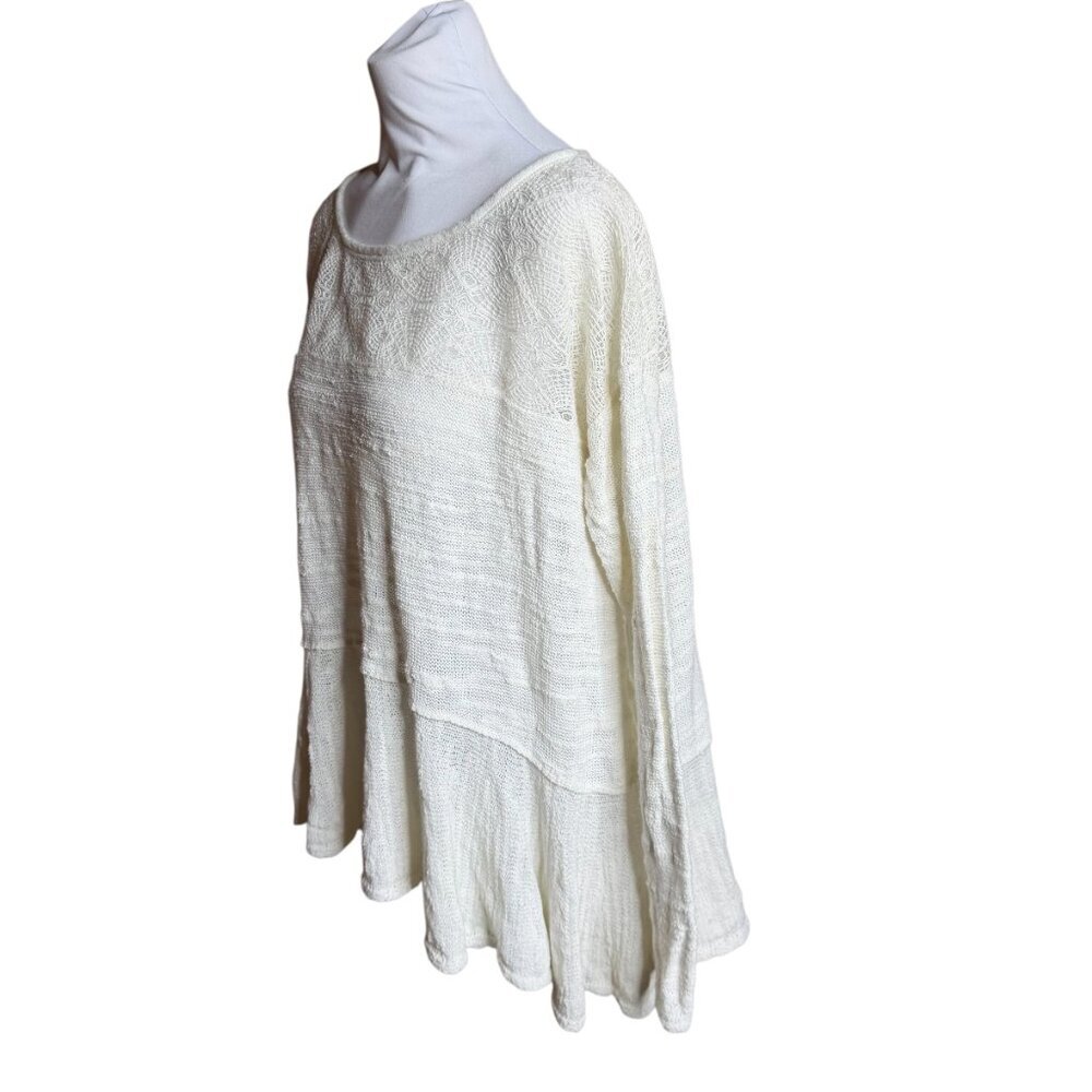 Free People Kristobel Embroidered Yoke ruffle top Eggshell small - Picture 3 of 10